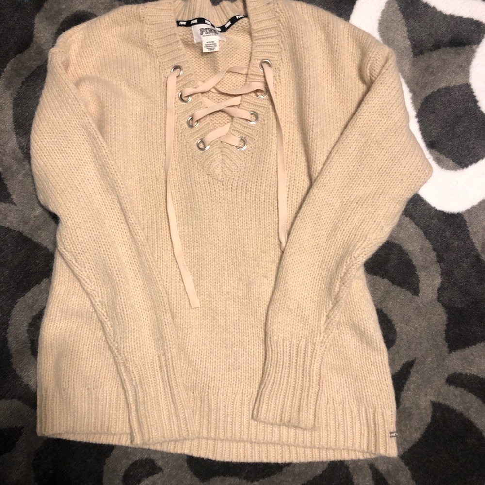 Victoria Secret Pink lace up sweater